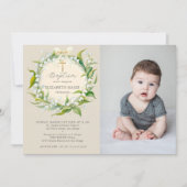 Lily Valley Bow Gold formele chique foto doop Kaart (Voorkant)