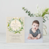 Lily Valley Bow Gold formele chique foto doop Kaart (Staand voorkant)