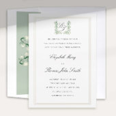 Lily Valley Crest Faux reliëf Formele bruiloft Kaart