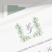 Lily Valley Crest kalligrafie formele bruiloft Kaart