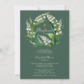 Lily Valley Cross krans Sage Groen Meisje Doop Kaart (Voorkant)