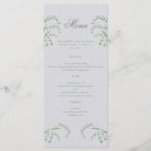 Lily Valley Faux gegraveerd groen formele bruiloft Menu (Voorkant)