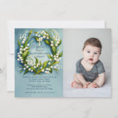 Lily Valley Gold Cross Formele Jongen Foto Doop Kaart (Voorkant)