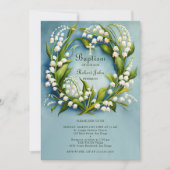 Lily Valley Gouden Kruiskrans Formele Blauwe Doop Kaart (Voorkant)