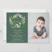 Lily Valley Groen Goud Formele Chique Foto Doop Kaart (Voorkant)