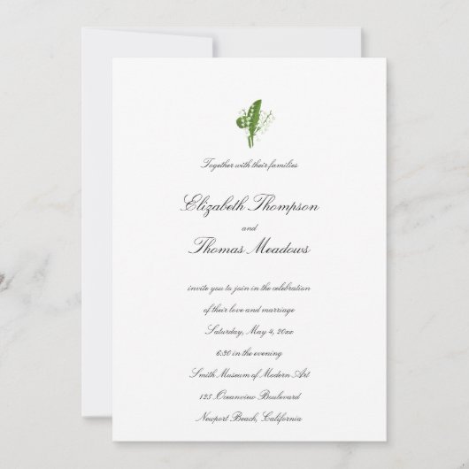 Lily Valley informele elegante verfijnde bruiloft Kaart (Voorkant)