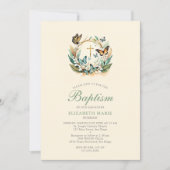 Lily Valley vlinders kruis krans meisje doop Kaart (Voorkant)