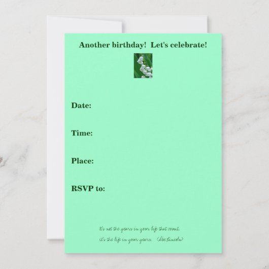 Lily van de uitnodiging van de Valley Birthday Par (Achterkant)