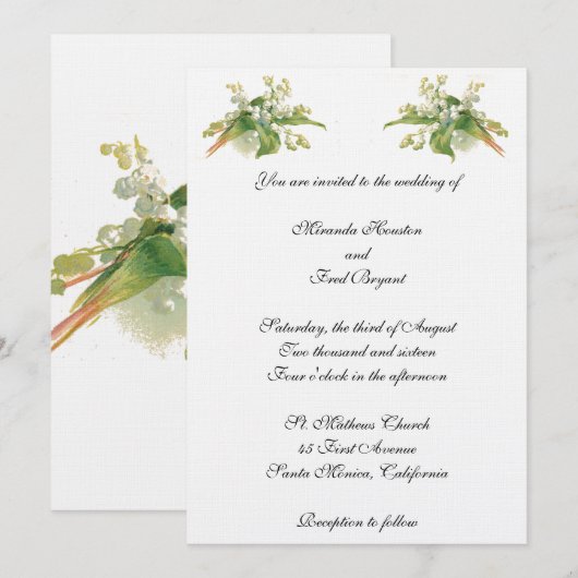 Lily van de uitnodiging voor het huwelijk van Vall (Voorkant / Achterkant)