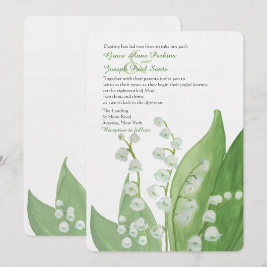 Lily van de uitnodiging voor het huwelijk van Vall (Voorkant / Achterkant)