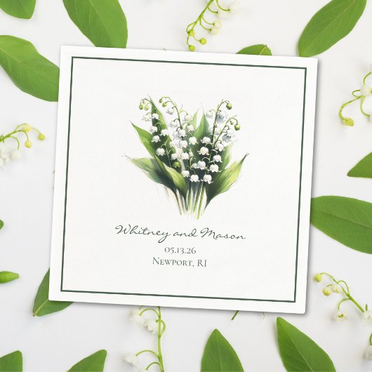 Lily van de Vallei Bloem Custom Wedding Cocktail Servet