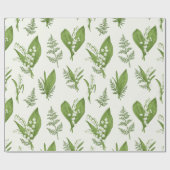Lily van de vallei bloemen en bladeren botanisch cadeaupapier (Vlak)