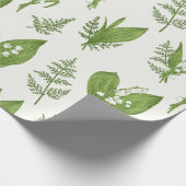 Lily van de vallei bloemen en bladeren botanisch cadeaupapier (Hoek)