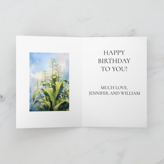 Lily van de Vallei Bloemen Gelukkige Verjaardag Kaart (Binnen)