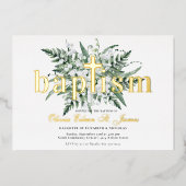 Lily van de vallei | Bloemen Goud Doop Foto Folie Uitnodiging (Voorkant)