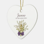 Lily van de vallei boeket met Paarse boog Keramisch Ornament (Links)