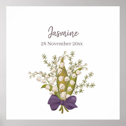 Lily van de vallei boeket met Paarse boog Poster (Voorkant)