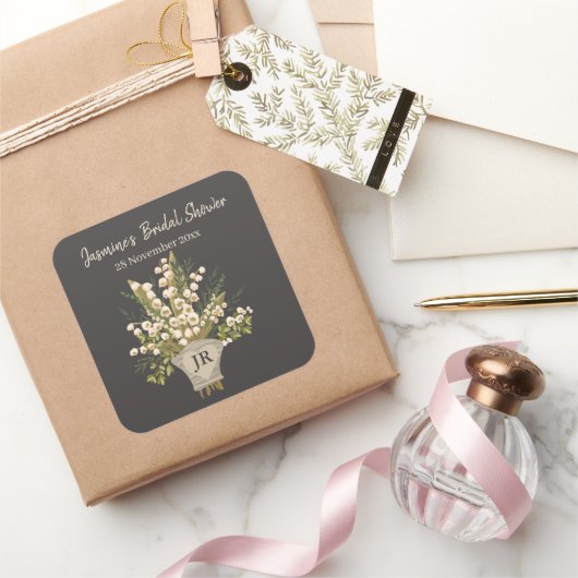 Lily van de vallei boeket Vrijgezellenfeest Vierkante Sticker (Geschenken)