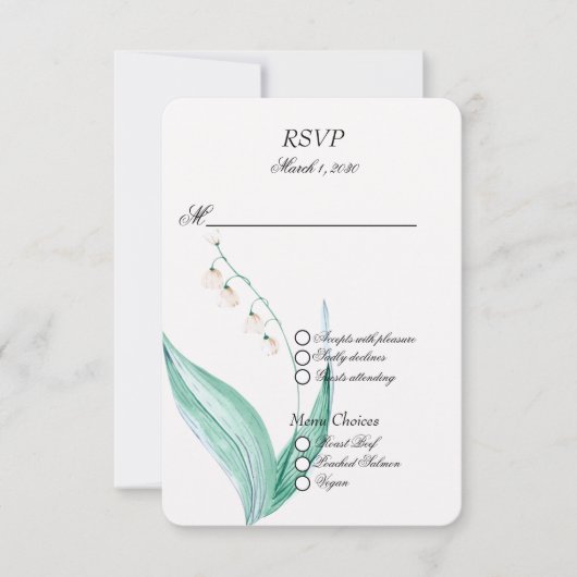 Lily van de Vallei Bruiloft RSVP Kaartje (Voorkant)