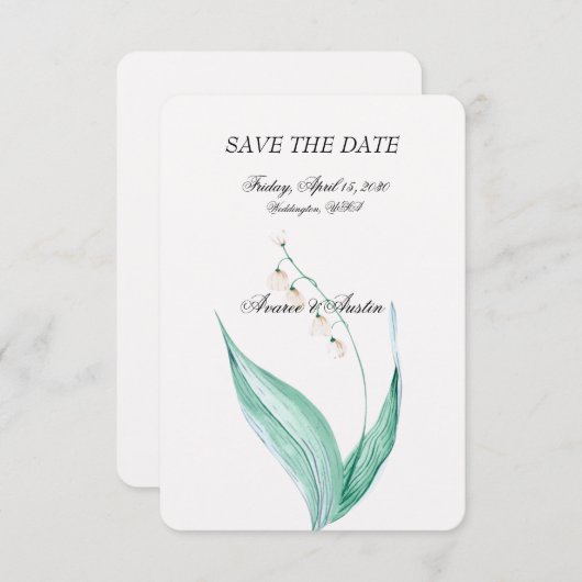 Lily van de Vallei Bruiloft Save The Date (Voorkant / Achterkant)