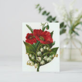 Lily van de vallei en het papavers ontwerp briefkaart (Staand voorkant)