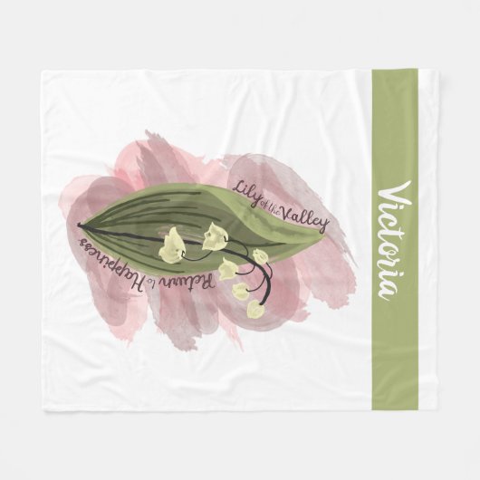 Lily van de Vallei Geluk Gepersonaliseerd Wit Fleece Deken (Voorkant (Horizontaal))