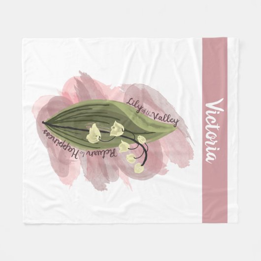 Lily van de Vallei Geluk Gepersonaliseerd Wit Fleece Deken (Voorkant (Horizontaal))