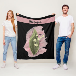 Lily van de Vallei Geluk Gepersonaliseerd Zwart Fleece Deken