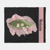 Lily van de Vallei Geluk Gepersonaliseerd Zwart Fleece Deken (Voorkant (Horizontaal))