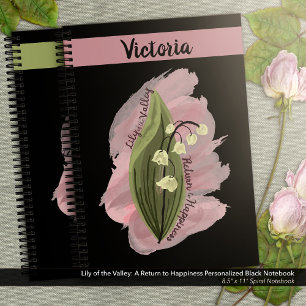 Lily van de Vallei Geluk Gepersonaliseerd Zwart Notitieboek