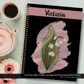 Lily van de Vallei Geluk Gepersonaliseerd Zwart Planner