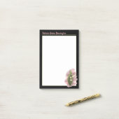 Lily van de Vallei Geluk Gepersonaliseerd Zwart Post-it® Notes (Op bureau)