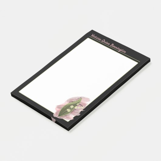Lily van de Vallei Geluk Gepersonaliseerd Zwart Post-it® Notes (Schuin)