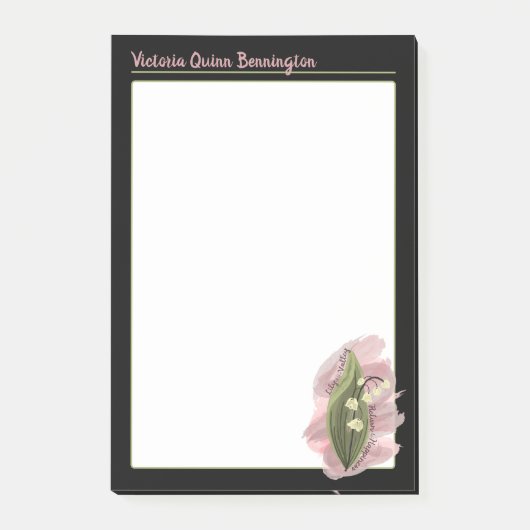 Lily van de Vallei Geluk Gepersonaliseerd Zwart Post-it® Notes (Voorkant)