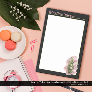 Lily van de Vallei Geluk Gepersonaliseerd Zwart Post-it® Notes