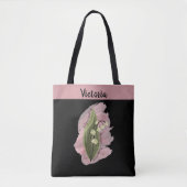 Lily van de Vallei Geluk Gepersonaliseerd Zwart Tote Bag (Voorkant)