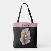 Lily van de Vallei Geluk Gepersonaliseerd Zwart Tote Bag (Achterkant)
