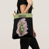 Lily van de Vallei Geluk Gepersonaliseerd Zwart Tote Bag (Dichtbij)