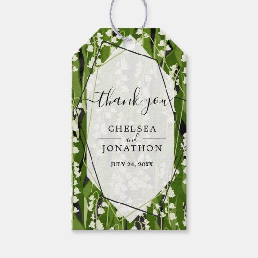 Lily van de vallei groen bruiloft dank u cadeaulabel (Voorkant)
