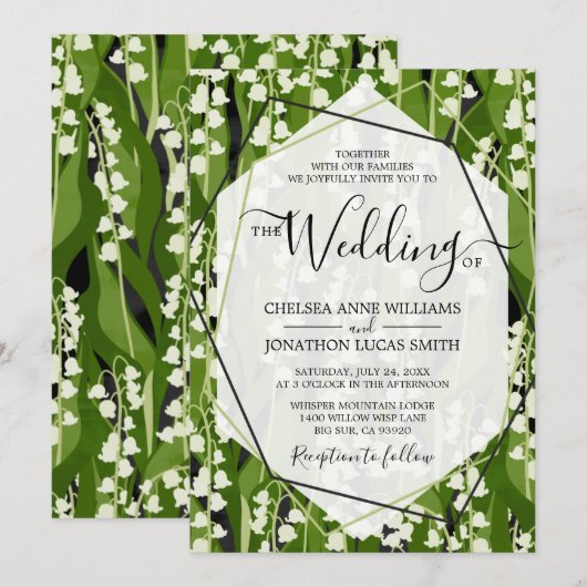 Lily van de vallei groen bruiloft kaart (Voorkant / Achterkant)