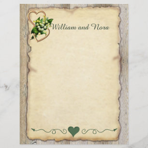 Lily van de vallei, hart, oud papier, land