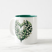 Lily van de Vallei Hartkrans Tweekleurige Koffiemok (Voorkant links)