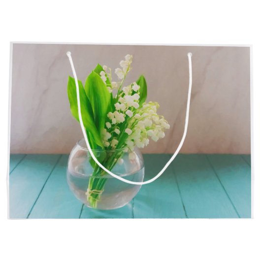 Lily van de vallei in vase sticker cadeaudoos groot cadeauzakje (Achterkant)