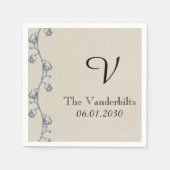 Lily van de Vallei Monogram Bruiloft Servetten (Voorkant)