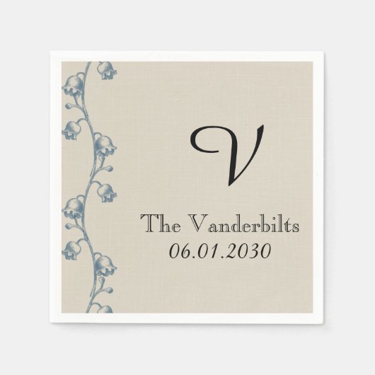 Lily van de Vallei Monogram Bruiloft Servetten (Voorkant)