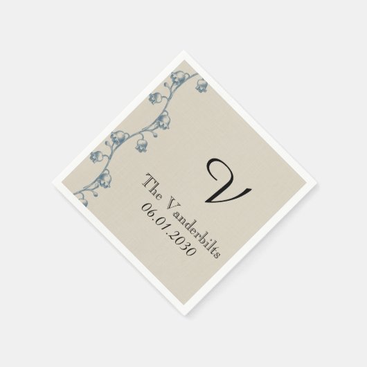 Lily van de Vallei Monogram Bruiloft Servetten (Hoek)