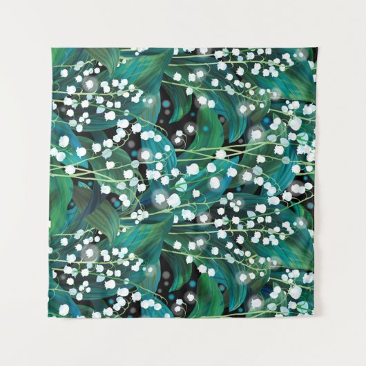 Lily van de vallei. Naadloos achtergrondpatroon Wandkleed (Voorkant (horizontaal))