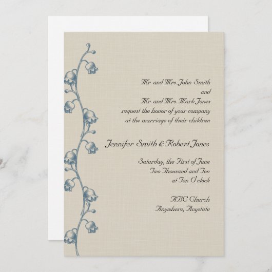 Lily van de vallei op Ecru bruiloft uitnodiging (Voorkant / Achterkant)