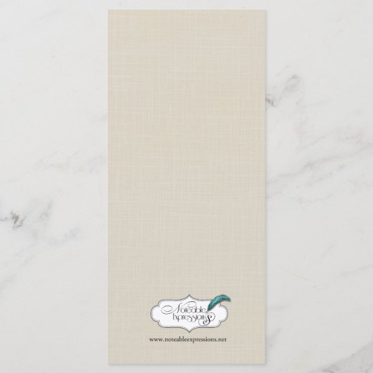 Lily van de Vallei op Ecru Linnen Bruiloft Menu (Achterkant)