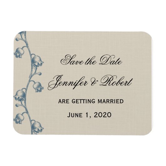 Lily van de vallei op Ecru Linnen Save the Date Magneet (Horizontaal)